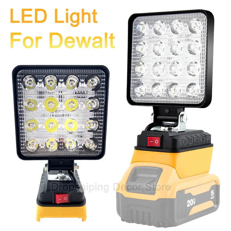 Dewalt Cordless LED Work Light - Ultra-Bright Portable Flood Light with USB Charging