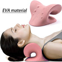 Neck Shoulder Stretcher Relaxer Cervical Chiropractic Traction Device Pillow for Pain Relief Cervical Spine Alignment Gift  ourlum.com Pink EVA  