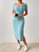 Knitted Slit Dress: Effortlessly Stylish Summer Attire for Women