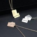 517F Valentine's Day Love you Secret  Message Pendant Necklace Stainless Steel Can Open Photo Frame Envelope Necklace