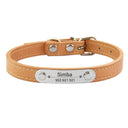 Custom Dog Collar: Engraved ID Anti-lost Leather for Dogs-Cats  ourlum Khaki XXS (17-22cm) 