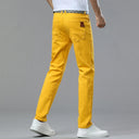 Four Season New Men's Yellow Jeans Fashion Business Casual Straight Denim Stretch Trousers All-match Men's Casual Pants Jeans