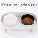 Adjustable Cat Double Bowls Feeder for Healthy Pet Eating  ourlum.com White-1w-1b  