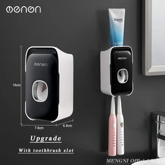 MENGNI Toothpaste Dispenser with Wall-Mounted Toothbrush Holder