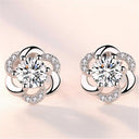 Starlight Elegance Silver Star Stud Earrings Dazzling Zircon Design