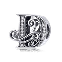 925 Sterling Silver Zircon Vine 26 Letters Pendants Bead