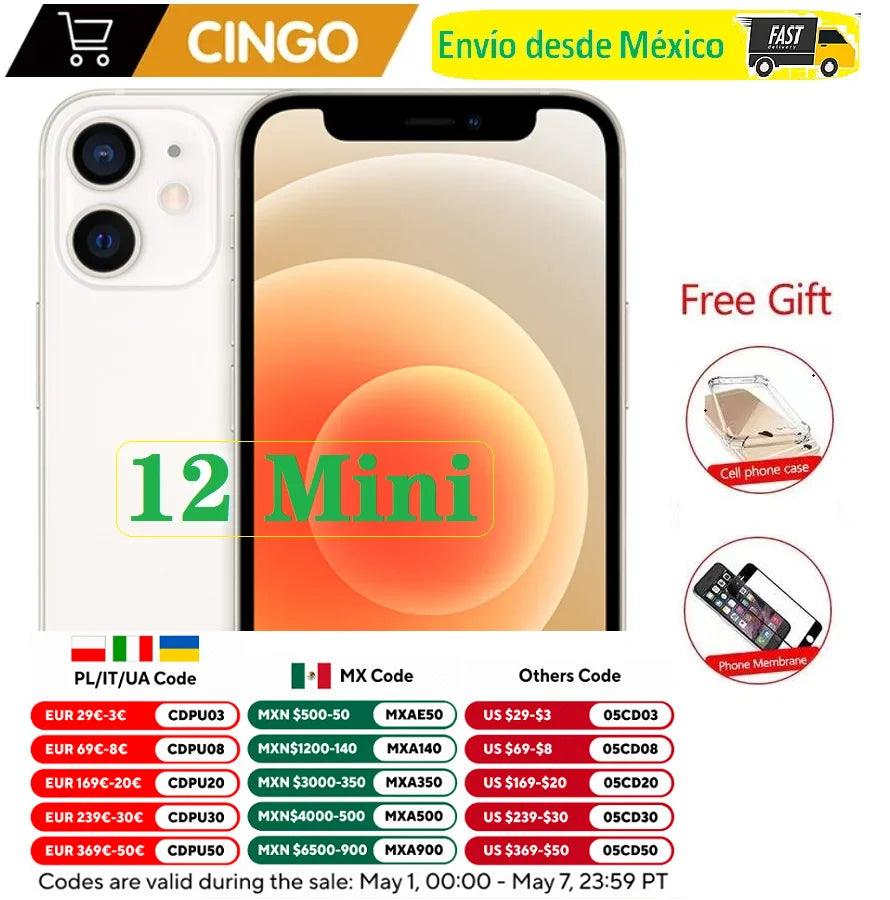 Unlock Original iPhone12 mini  Mobile phone 4GB&64/128/256GB IOS A14 Bionic Hexa Core 5.4''  iphone 12mini  5G  ourlum.com   