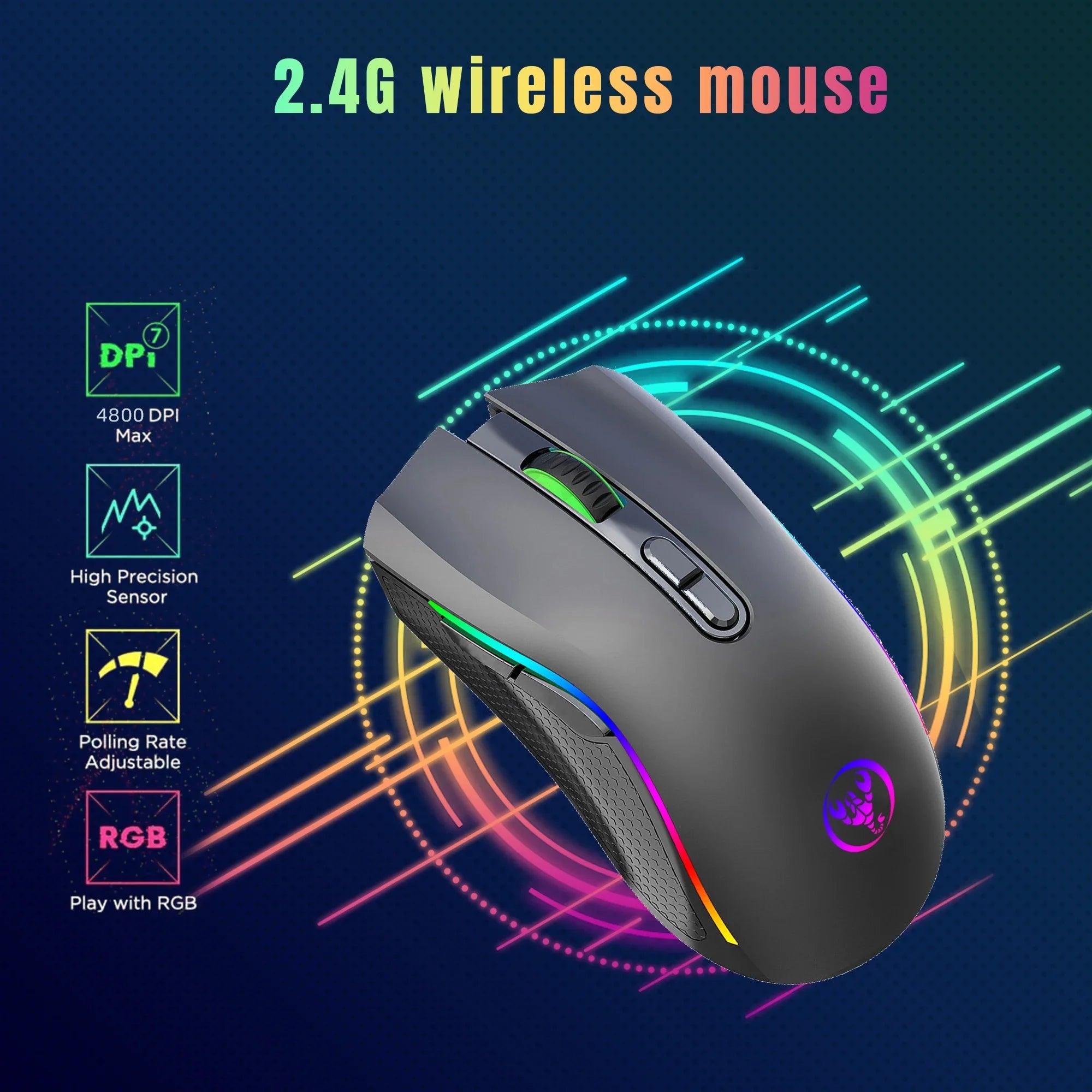 RGB Wireless Gaming Mouse: Ergonomic Backlit Mice: Fast Response  ourlum.com   