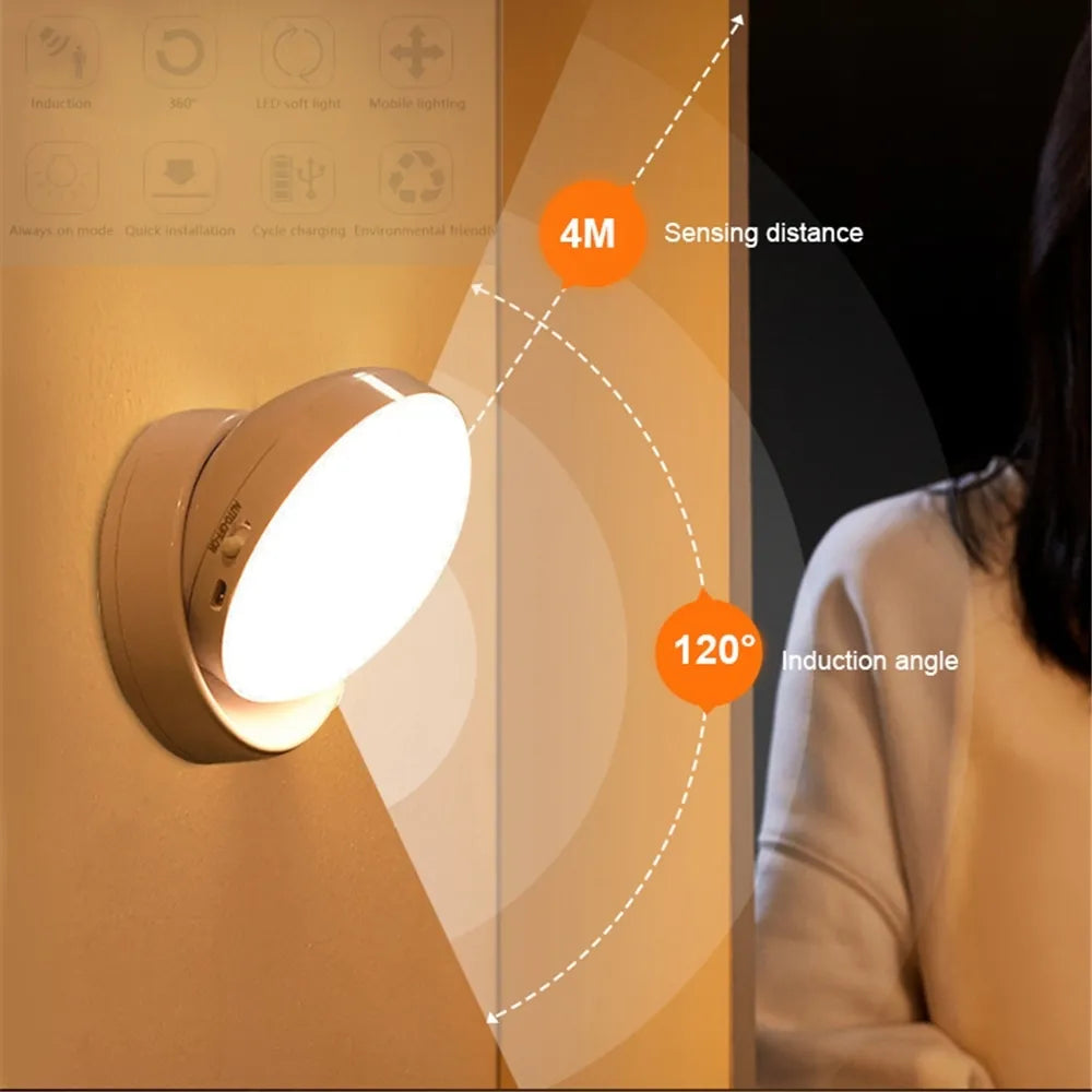 360° Rotatable Rechargeable Motion Sensor LED Night Light - Wireless Closet Wall Lamp  ourlum.com   