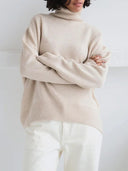 Winter Essential Thick Knit Turtleneck Sweater for Women  ourlum.com Light apricot S 