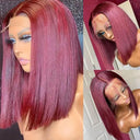 Burgundy Straight Bob Lace Front Wig - 100% Remy Hair