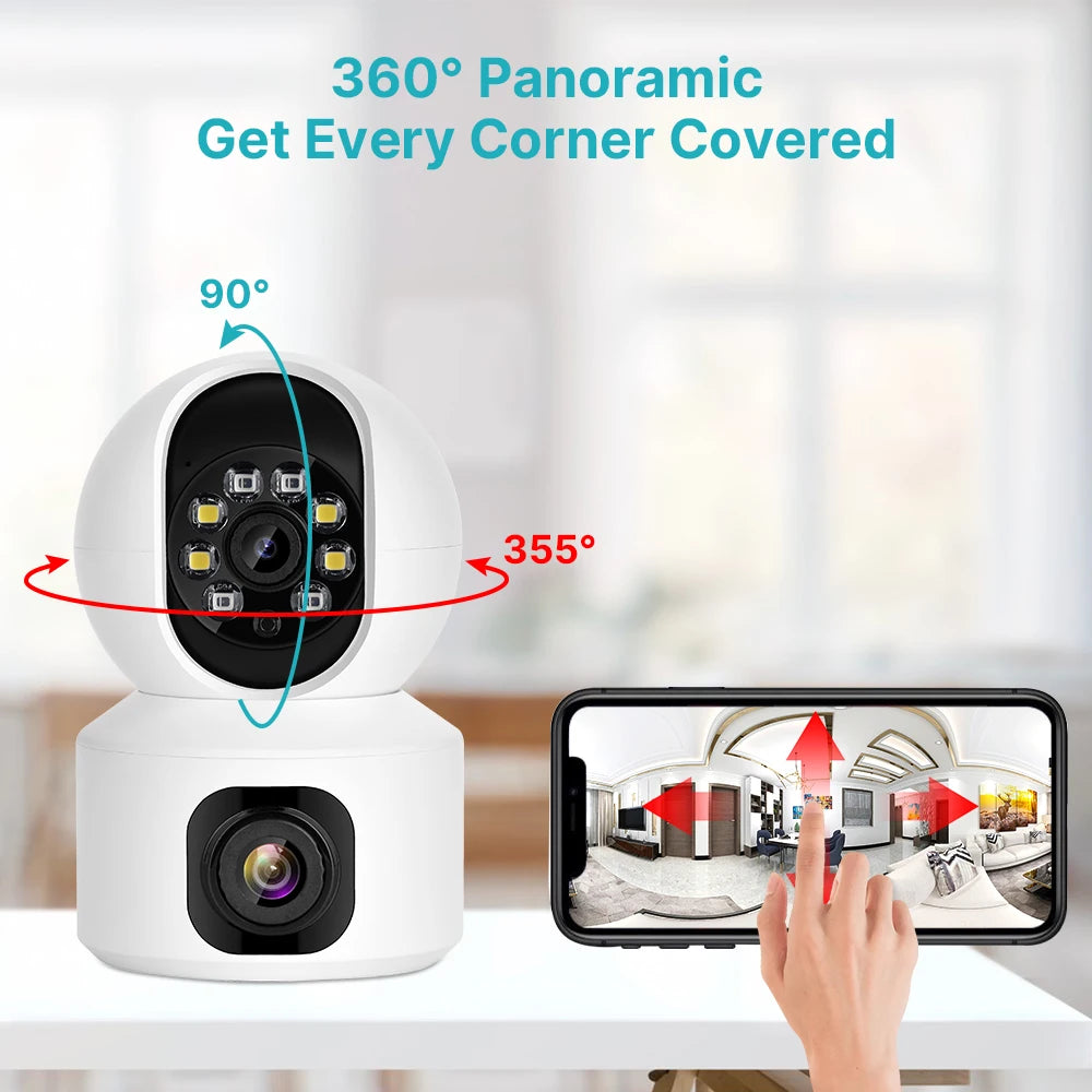 2K 4MP Dual Lens PTZ Smart WiFi Surveillance Camera Night Vision AI Auto Tracking Baby Monitor Wireless Surveillance IP Camera