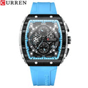 CURREN Chronograph Square Dial Men's Wristwatch: Luxury Waterproof Timepiece  ourlum.com sky blue CHINA 