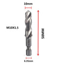 Hex Shank Titanium Plated HSS Tap Drill Bit Set for Metalworking