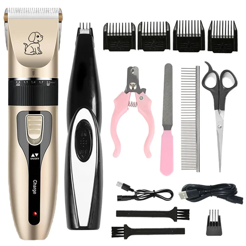 Professional Pet Hair Trimmer Set: Quiet, Rechargeable, Low-Noise Grooming Kit  ourlum.com   