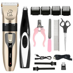 Professional Pet Hair Trimmer Set: Quiet, Rechargeable, Low-Noise Grooming Kit