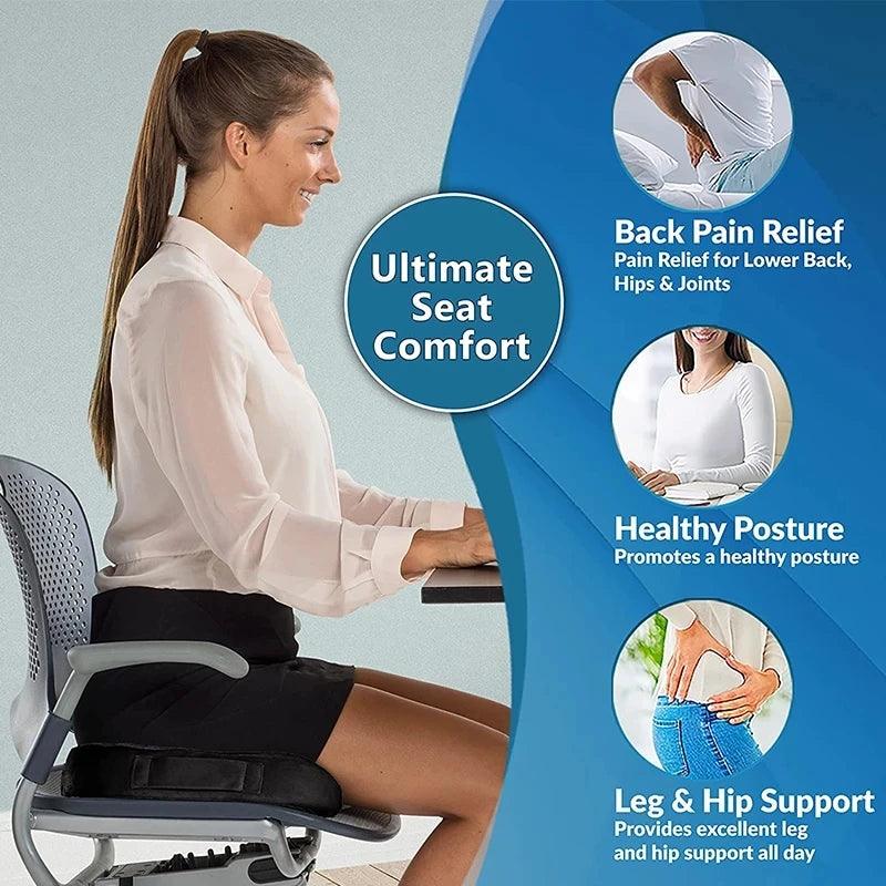 U-Shaped Gel Memory Foam Seat Cushion for Travel, Car, and Office - Breathable Coccyx Relief Pad