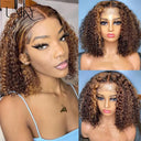 Ombre Curly Lace Front Bob Wig 100% Remy Human Hair