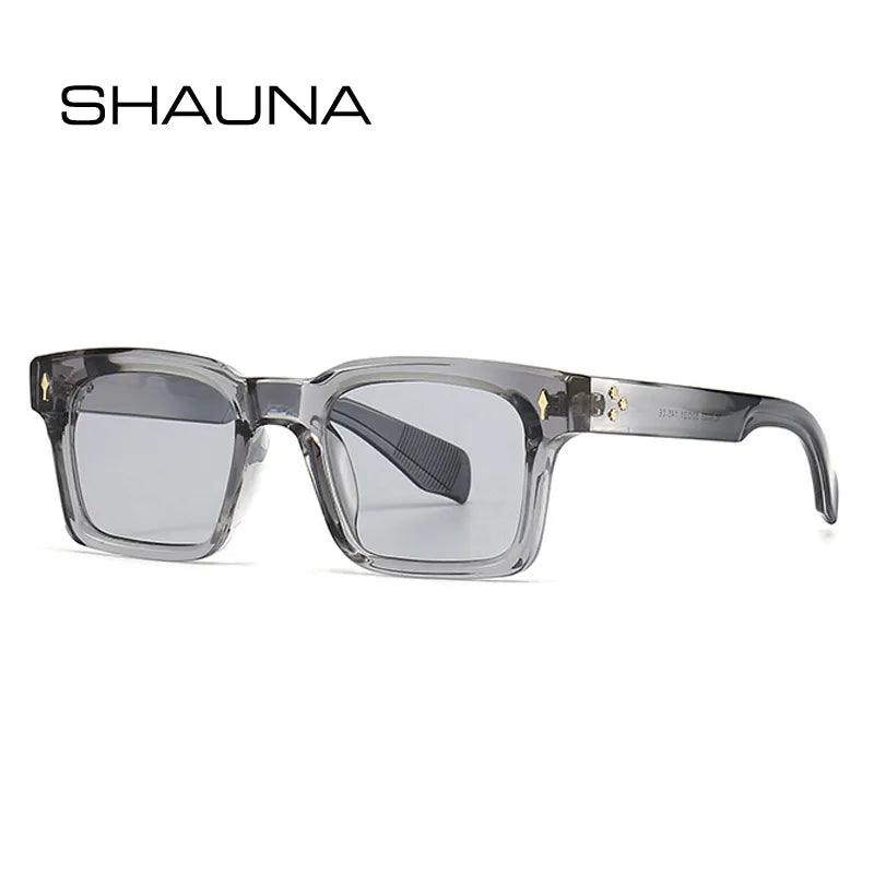 Trendy UV400 Square Rivet Gradient Sunglasses for Men and Women - Vintage Dark Green Shades