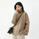 CHIC VEN Cozy Korean Knit Turtleneck Sweater for Women - Stylish Winter Pullover Top 2022  ourlum.com Khaki XL uzbekistan