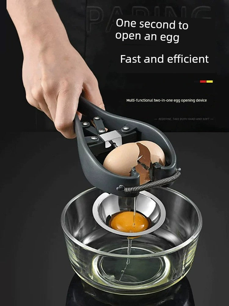 Multi-Functional 2-in-1 Egg Opener Egg Shell Opening Kitchen Tool Baking at Home Egg Filter Separation Labor-Saving Handy Gadget