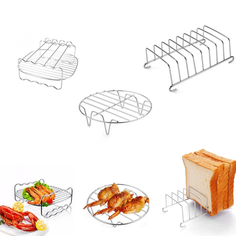 Stainless Steel Air Fryer Rack - Multipurpose Bread & Grilling Holder for BBQ and Steaming