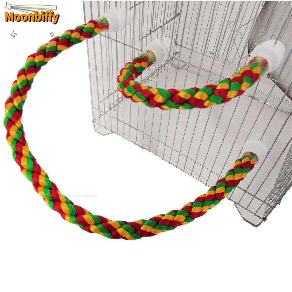 Colorful Parrot Rope Hanging Swing Bird Cage Toy Accessories  ourlum.com   