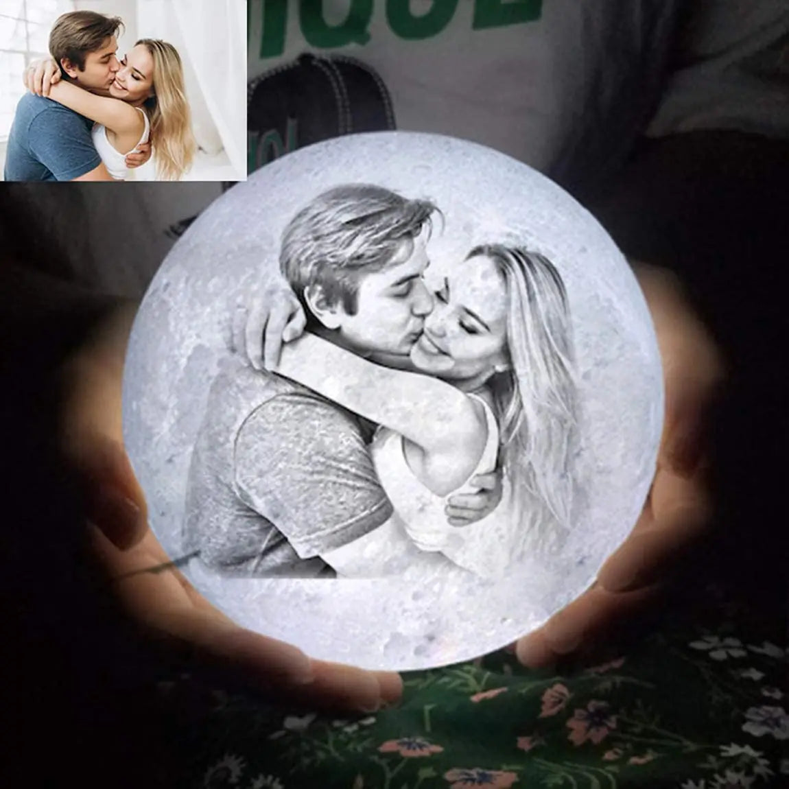 ZK20 Customized Photo Moon Lamp Personalized Kids Wife's Gifts Night Light USB Charging Tap Control  2/3 Colors Lunar Light  ourlum.com   