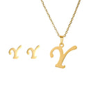 Fashion Stainless Steel Alphabet Initial Necklace Set For Women