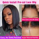 Glueless 13x4 Short Bob Lace Front Wig Premium Human Hair