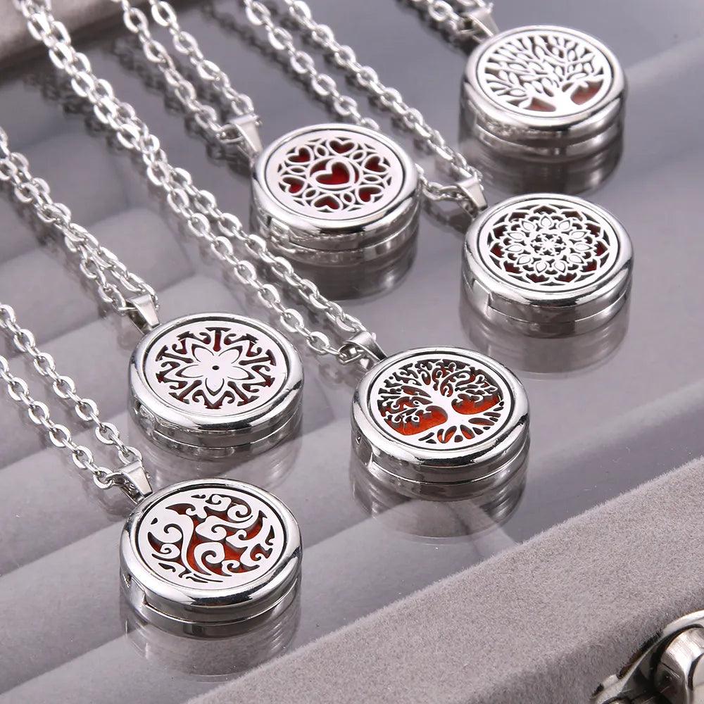 Tree Of Life Essential Oil Diffuser Necklace: Stainless Steel Beauty Gift  ourlum.com   