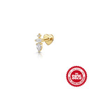 Aide 925 Sterling Silver Heart Earrings Zircon Push-Back Jewelry