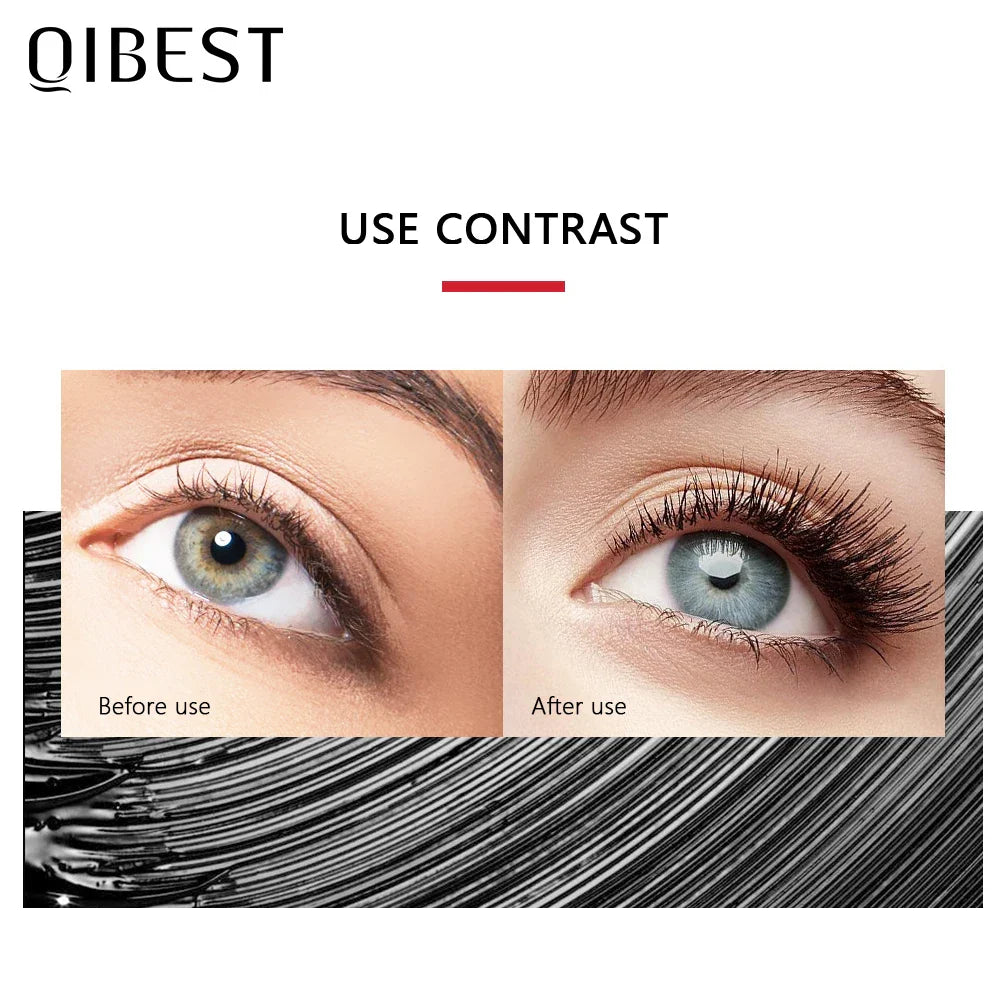 QIBEST Black Mascara Eyelashes Mascara 4D Silky Eyelashes Lengthening Eyelashes Makeup Waterproof Mascara Volume Eye Cosmetics  ourlum.com   