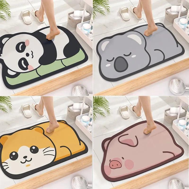 Cute Diatom Cartoon Bathroom Mat: Super Absorbent Non-Slip Quick-Drying  ourlum.com   