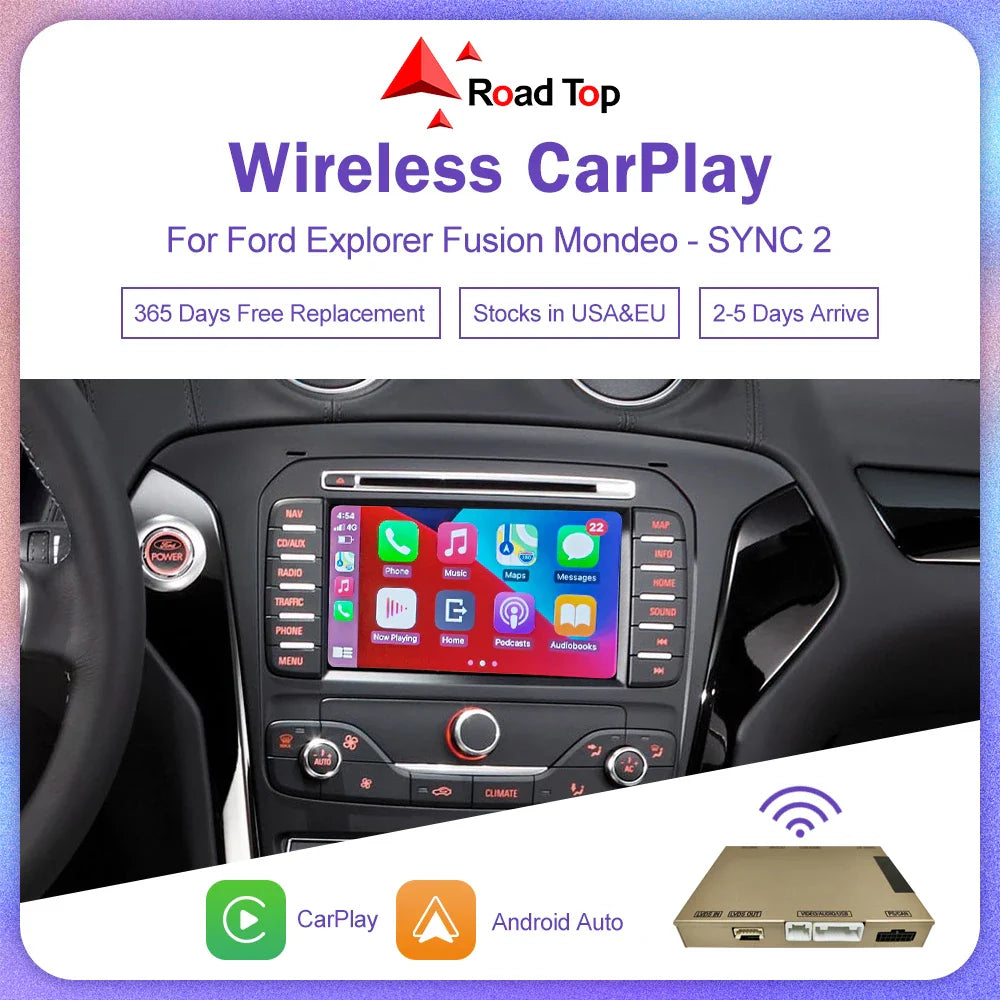 Wireless CarPlay for Ford Explorer Fusion Mondeo Sync 2 with Android Auto Mirror Link AirPlay Car Player USB Cameras Functions