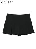 ZEVITY Women's Elegant High Waist Pleated Culottes Shorts  ourlum.com   