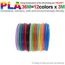 3D Pen Printing Filament: Safe, Odorless Refill for Kids - Variety of Colors  ourlum.com 12 Colors 36M PLA  