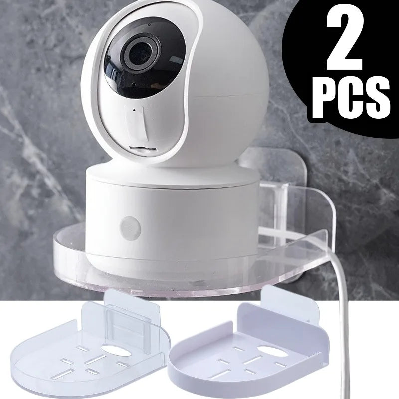 Small Security Camera Wall Mounting Bracket Acrylic Surveillance Camera Holder Self Adhesive Shelf for Speakers Baby Monitors