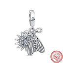 Crown Flowers Heart Silver Bead Charm Elegant Pandora Accessory