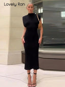 Elegant Split Sleeveless Dress Chic Streetwear Vestidos for Women