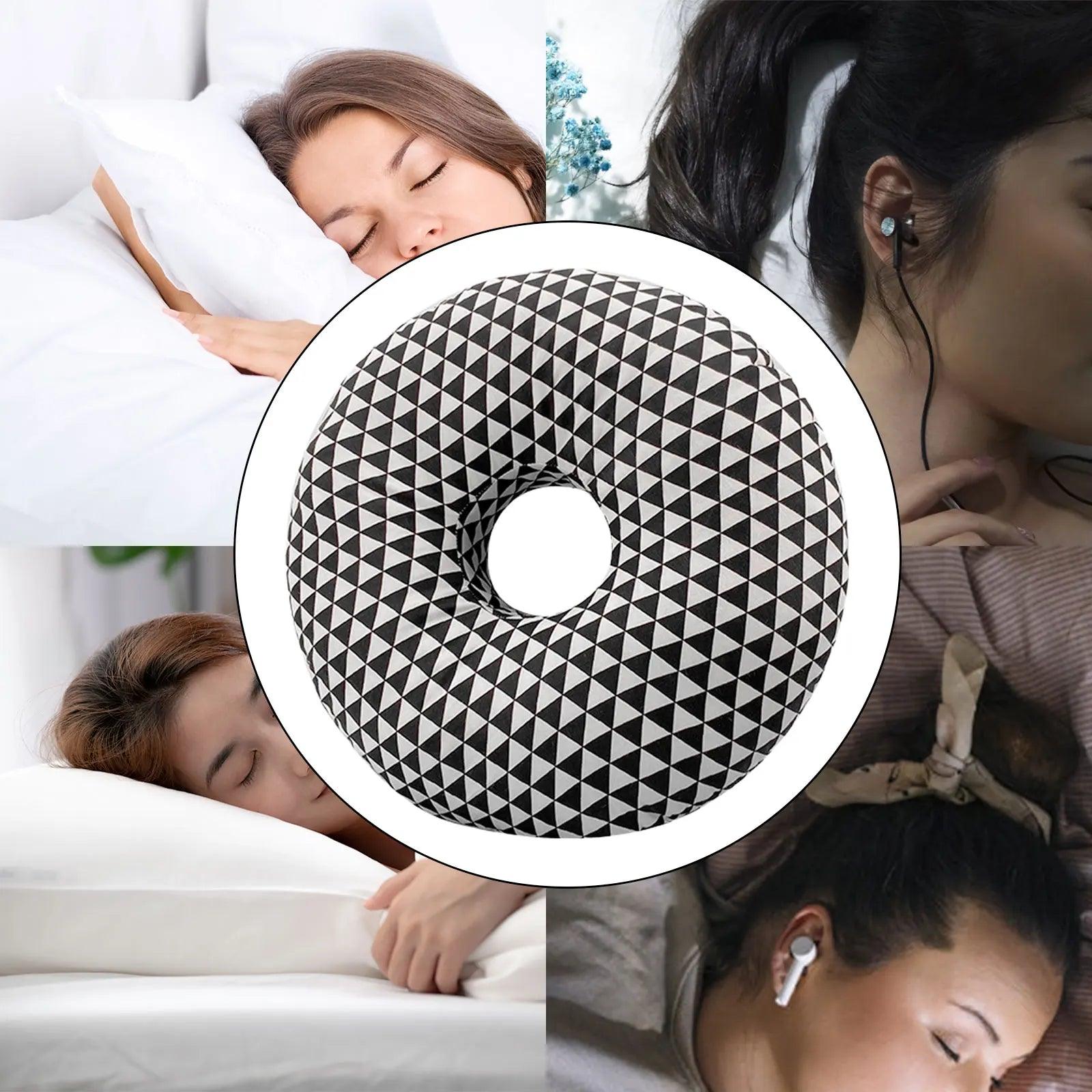 Comfortable Ear Piercing Pillow Protector for Side Sleepers - Washable Neck and Head Support with Cotton Filling