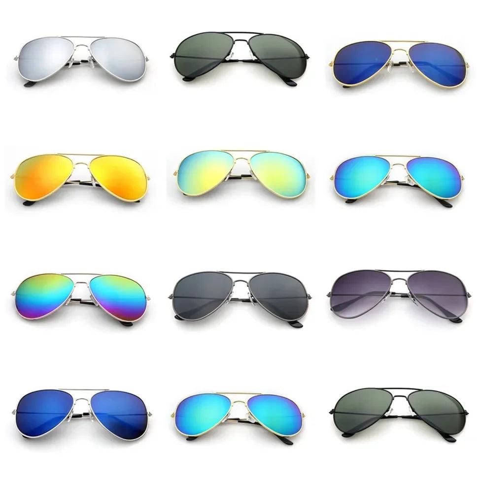 Unisex Gradient Mirror Pilot Sunglasses with UV400 Protection - FOENIXSONG Fashion Eyewear in Blue, Silver, Gray, Green, and Black