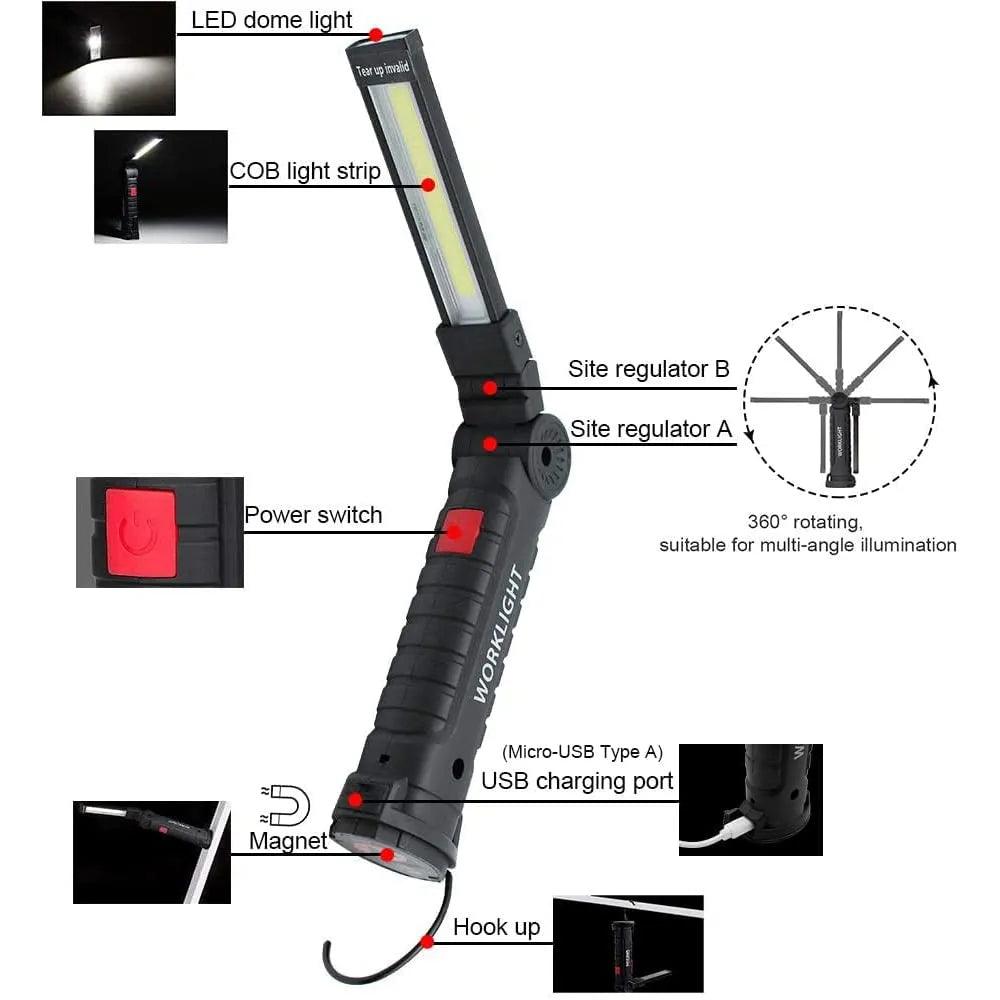 Ultra-Bright Folding Work Light: Portable Flashlight for Camping & Emergencies  ourlum.com   