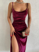 Elegant Velvet Maxi Dress Sophisticated Evening Party Attire