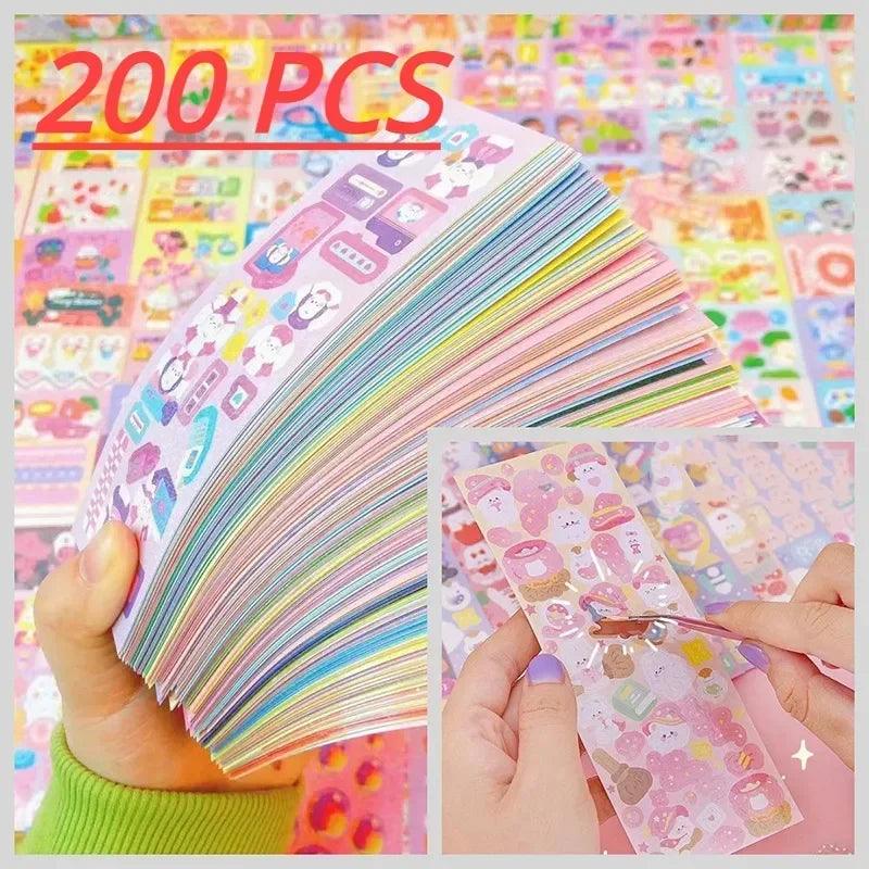 200 Cute Kawaii Stickers Set for Kids Scrapbooking Stationery Kit  ourlum.com 200pcs A  