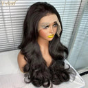 YYsoo Long Black Body Wave Lace Front Wig Luxe Heat Resistant