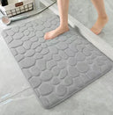 1pc Memory Foam Embossed Velvet Non-Slip Cobblestone Mat