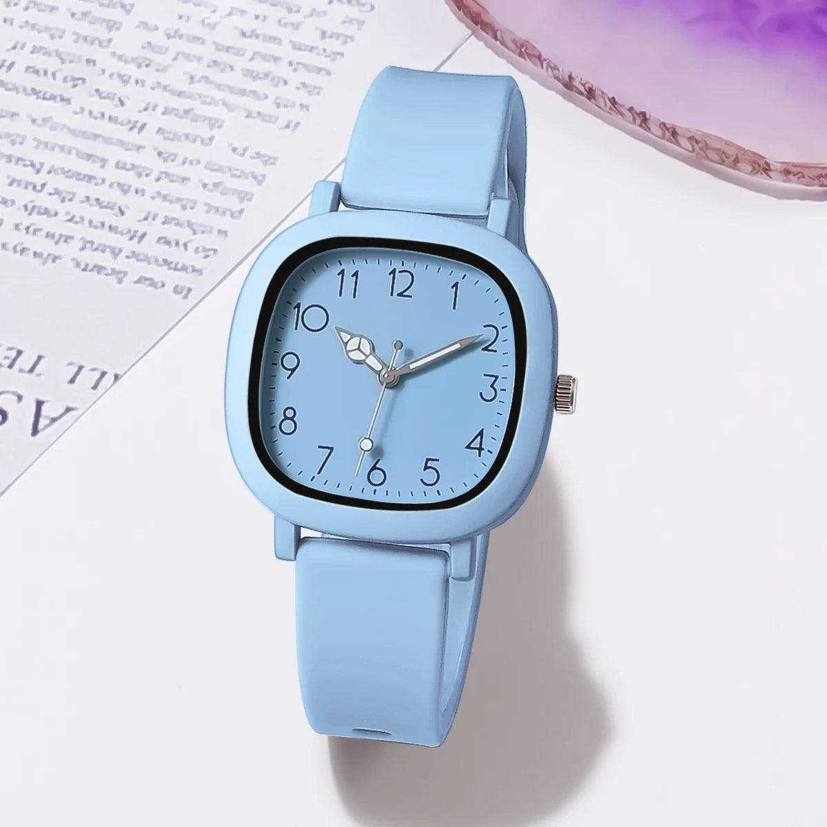 Elegant Square Dial Women's Silicone Quartz Watch - Fashion Timepiece for Stylish Ladies  ourlum.com Blue  