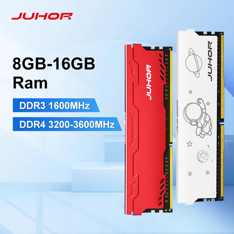 JUHOR Ram DDR3 1600MHz 8GB 16GB DDR4 8GB 16GB 2666MHz 3600MHz 3200MHz Desktop Memory Dimm High speed Memoria Ram