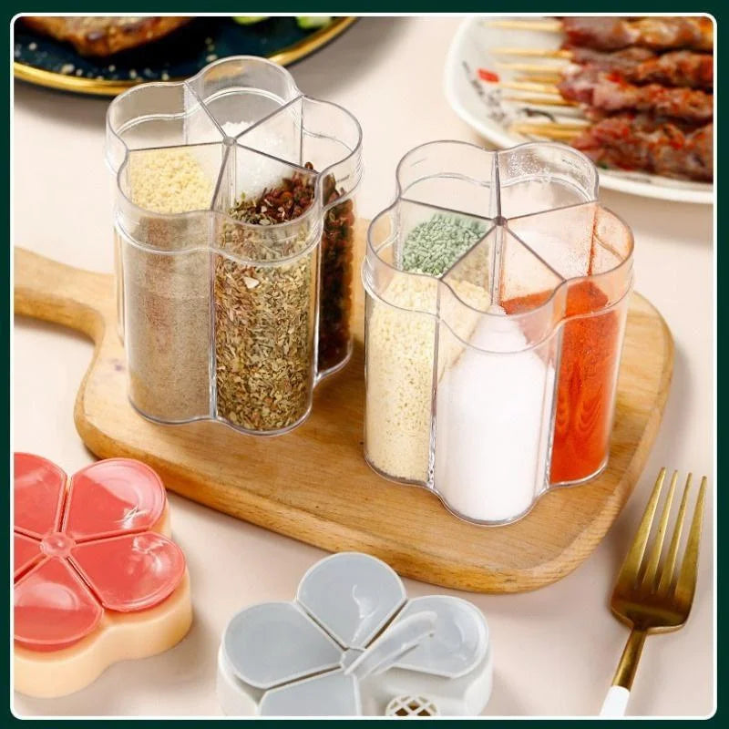 5-in-1 Spice Dispenser with Independent Openings - Versatile Seasoning Organizer for Home and Outdoor Use